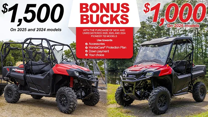 Honda – Up To $1500 Bonus Bucks